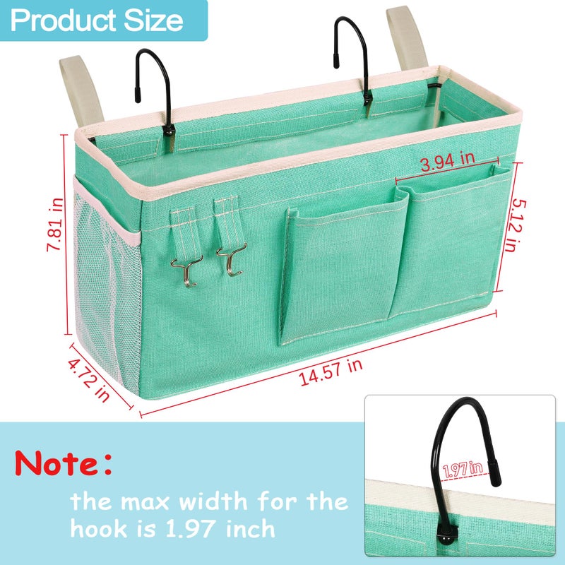Loghot Bedside Caddy/Bedside Storage Bag Hanging Organizer for Bunk and Hospital Beds,Dorm Rooms Bed Rails,Can be Placed Glasses,Books,Mobile Phones,Keys (Green) - Image 3